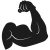 Biceps icon. Human arm strength. Muscle hand black silhouette isolated on white background